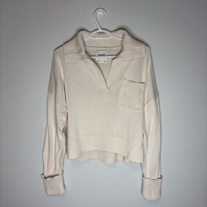 Abercrombie & Fitch Cream Notch Neck Sweater Womens Size Small